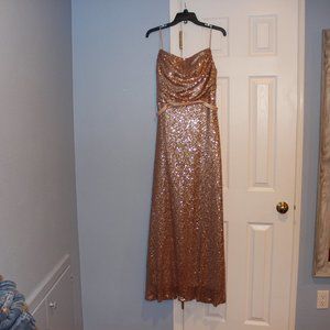 Christina Wu rose gold sequin gown